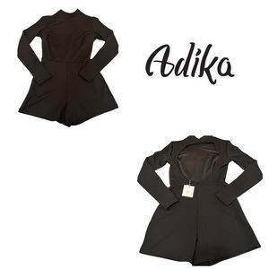 NWT Adika Black Long Sleeve Open Back Romper